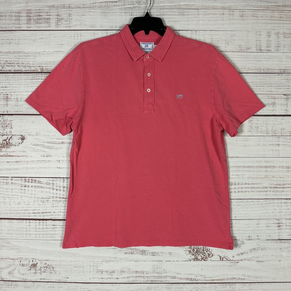 Southern Tide Beachside Polo Shirt Mens XL Trim Fit Light Red Pique Logo Cotton